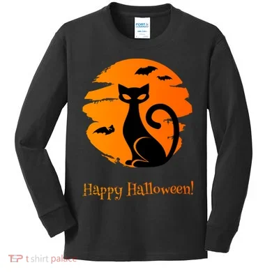 Happy Halloween Cat Kids Long Sleeve Shirt