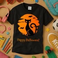 Happy Halloween Cat Kids T-Shirt thumb 3