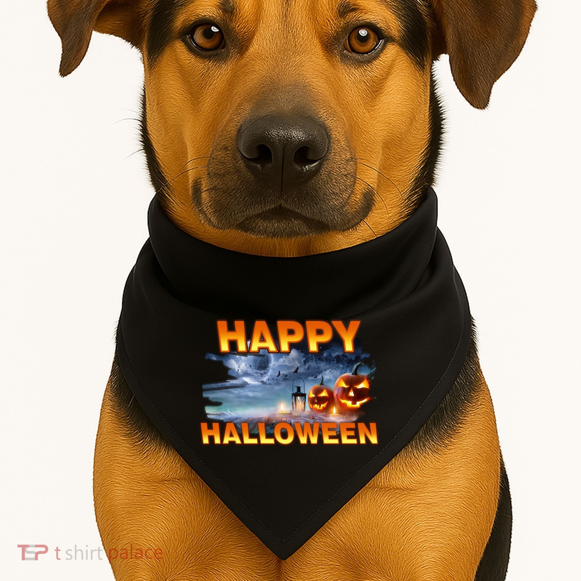 Happy Halloween Creepy Pumpkin Show USA-Made Doggie Bandana