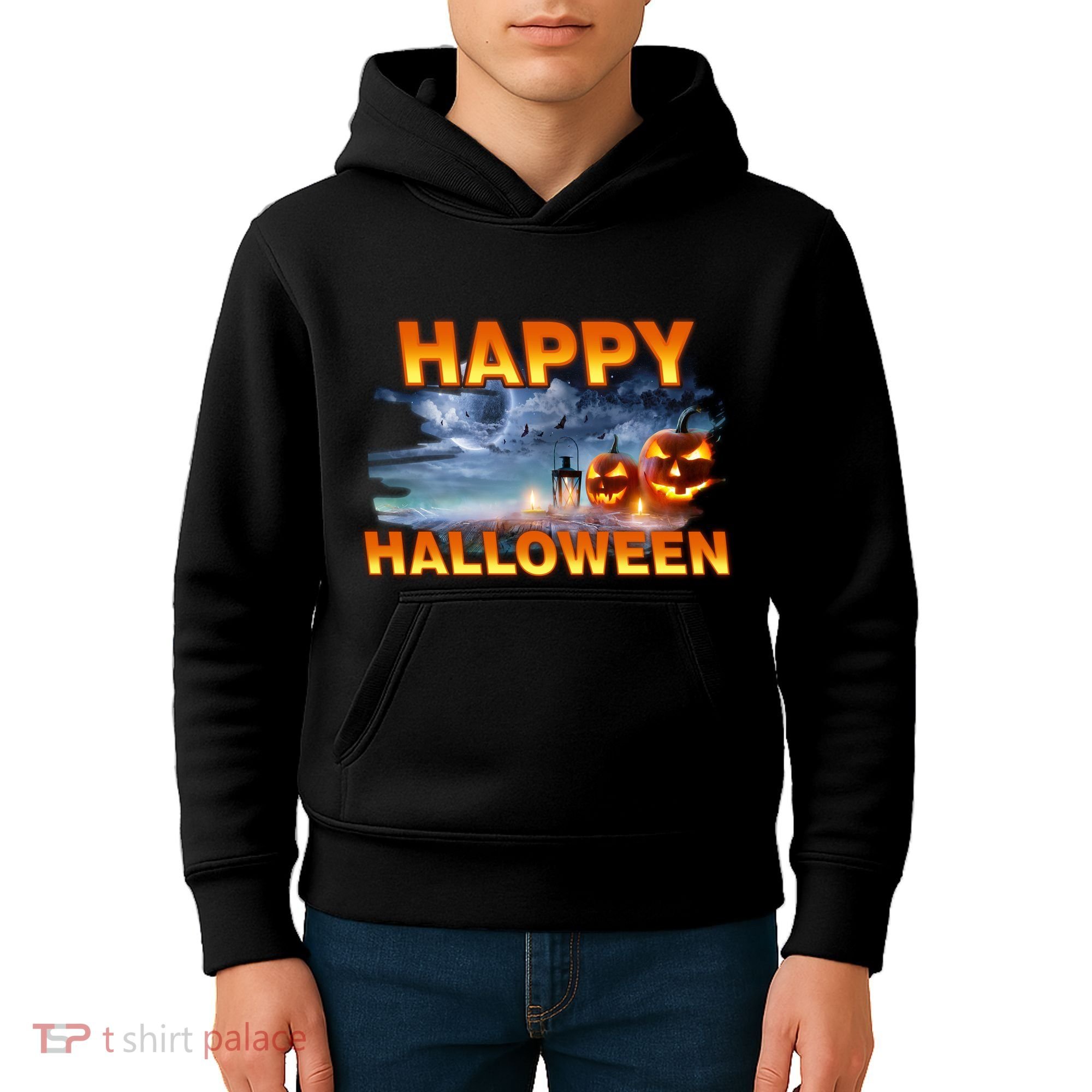 Happy Halloween Creepy Pumpkin Show Kids Hoodie