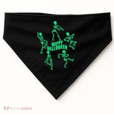 Happy Halloween Dancing Skeletons USA-Made Doggie Bandana