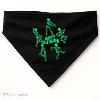 Happy Halloween Dancing Skeletons USA-Made Doggie Bandana thumb 0