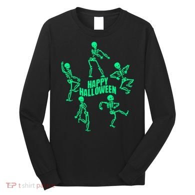 Happy Halloween Dancing Skeletons Long Sleeve Shirt