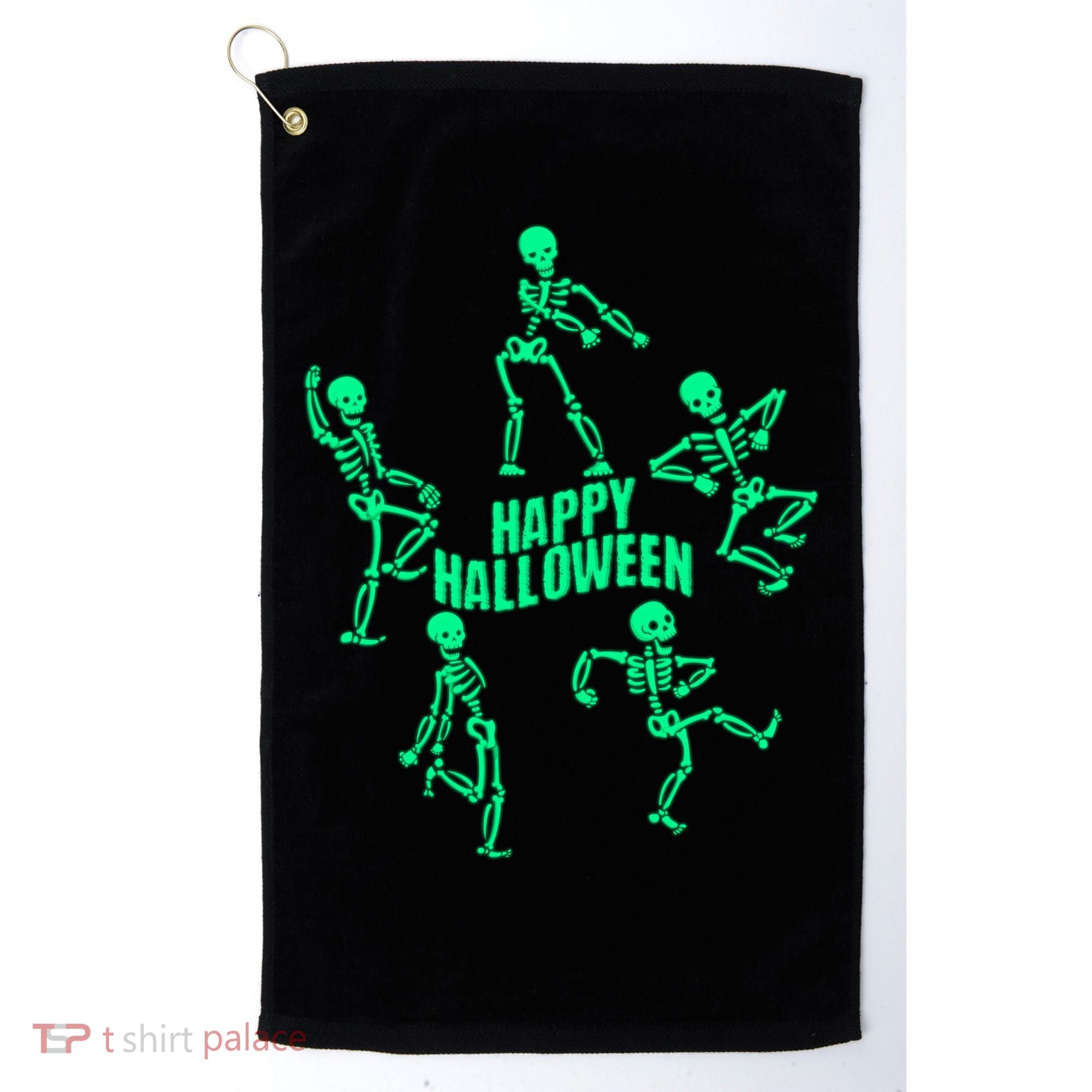 Happy Halloween Dancing Skeletons Golf Towel