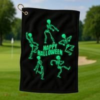 Happy Halloween Dancing Skeletons Golf Towel thumb 1
