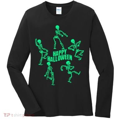 Happy Halloween Dancing Skeletons Women's Long Sleeve Shirt