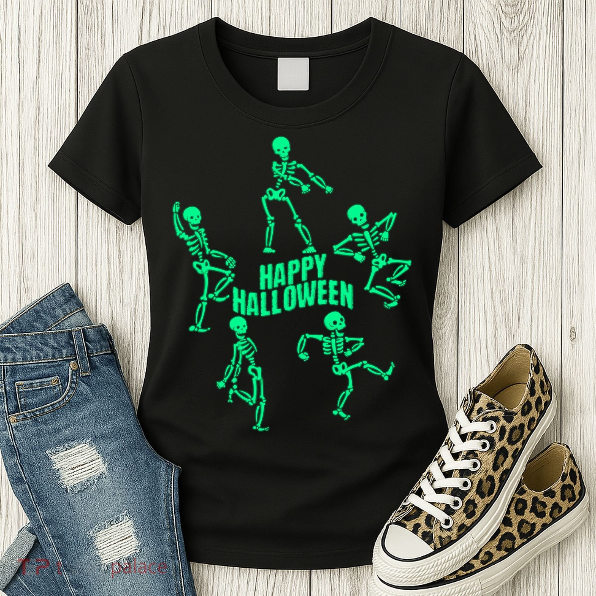 Happy Halloween Dancing Skeletons Women's T-Shirt