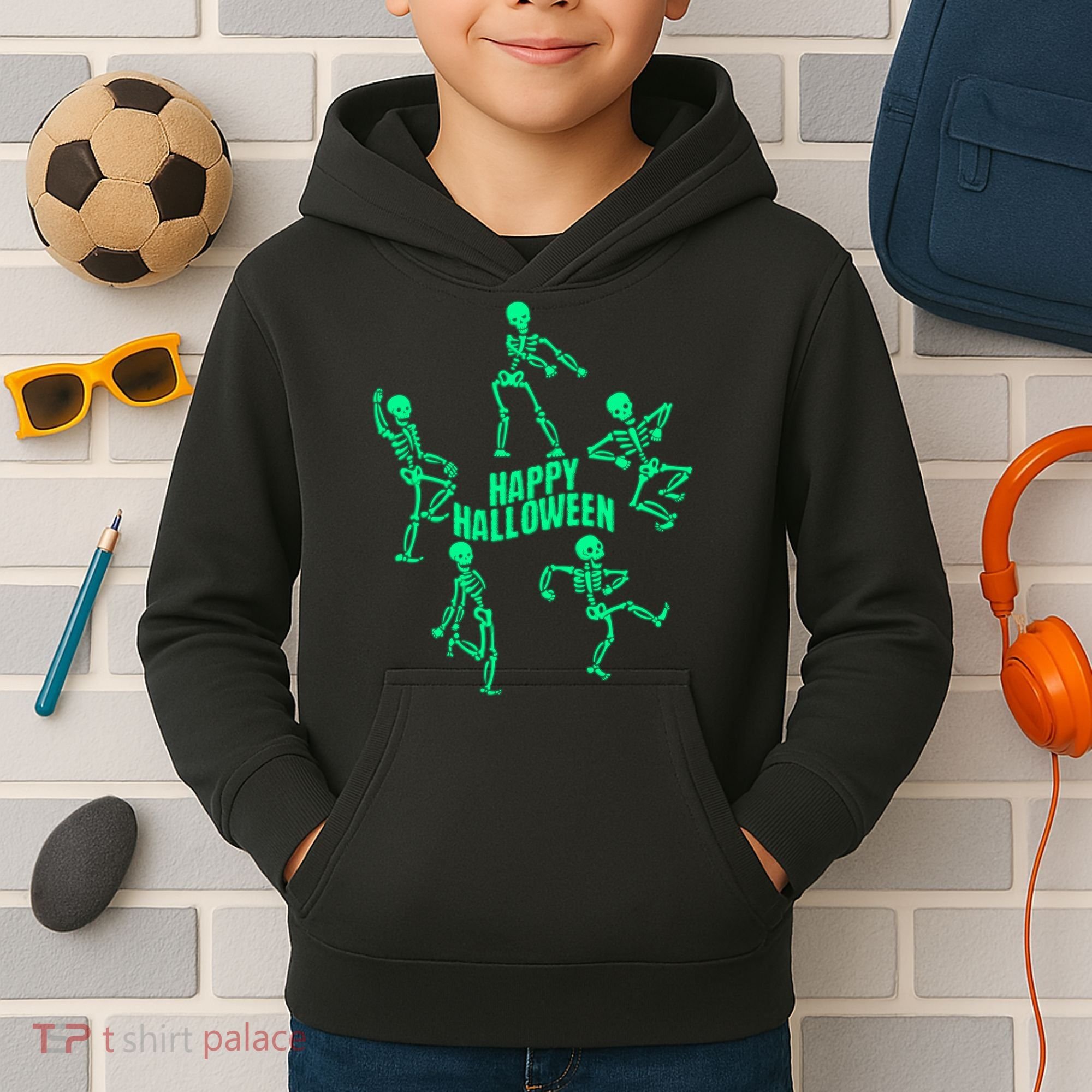 Happy Halloween Dancing Skeletons Kids Hoodie