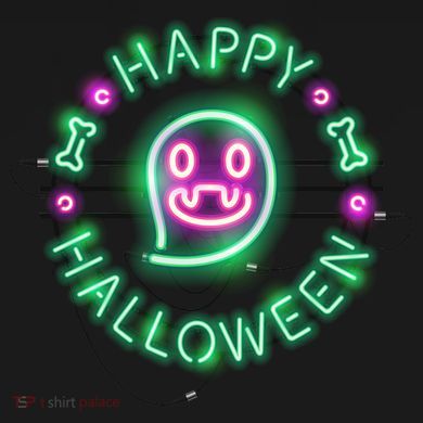 Happy Halloween Neon Sign Ladies PosiCharge Competitor Racerback Tank