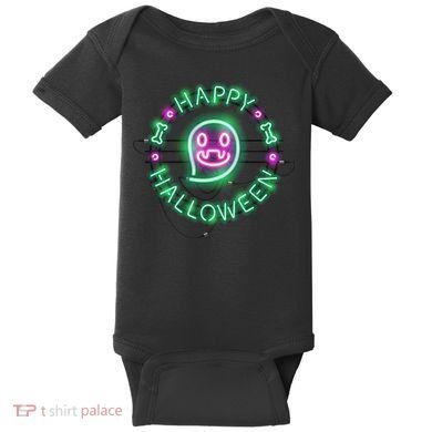 Happy Halloween Neon Sign Baby Bodysuit