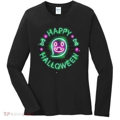 Happy Halloween Neon Sign Women's Long Sleeve Shirt