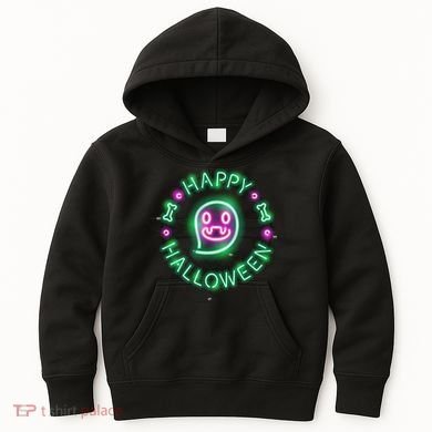 Happy Halloween Neon Sign Kids Hoodie