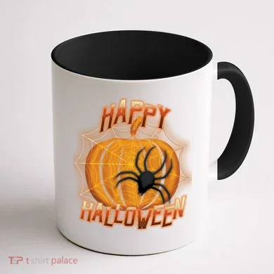Happy Halloween Spiderweb Pumpkin Coffee Mug back