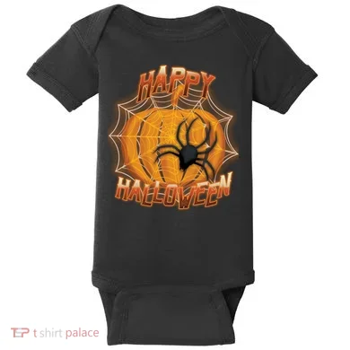 Happy Halloween Spiderweb Pumpkin Baby Bodysuit