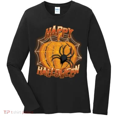 Happy Halloween Spiderweb Pumpkin Women's Long Sleeve Shirt