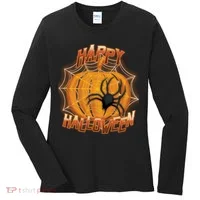 Happy Halloween Spiderweb Pumpkin Women's Long Sleeve Shirt thumb 0