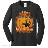 Happy Halloween Spiderweb Pumpkin Kids Long Sleeve Shirt thumb 0