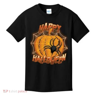 Happy Halloween Spiderweb Pumpkin Kids T-Shirt