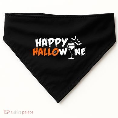 Happy Hallowine Funny Halloween USA-Made Doggie Bandana