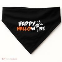 Happy Hallowine Funny Halloween USA-Made Doggie Bandana thumb 0