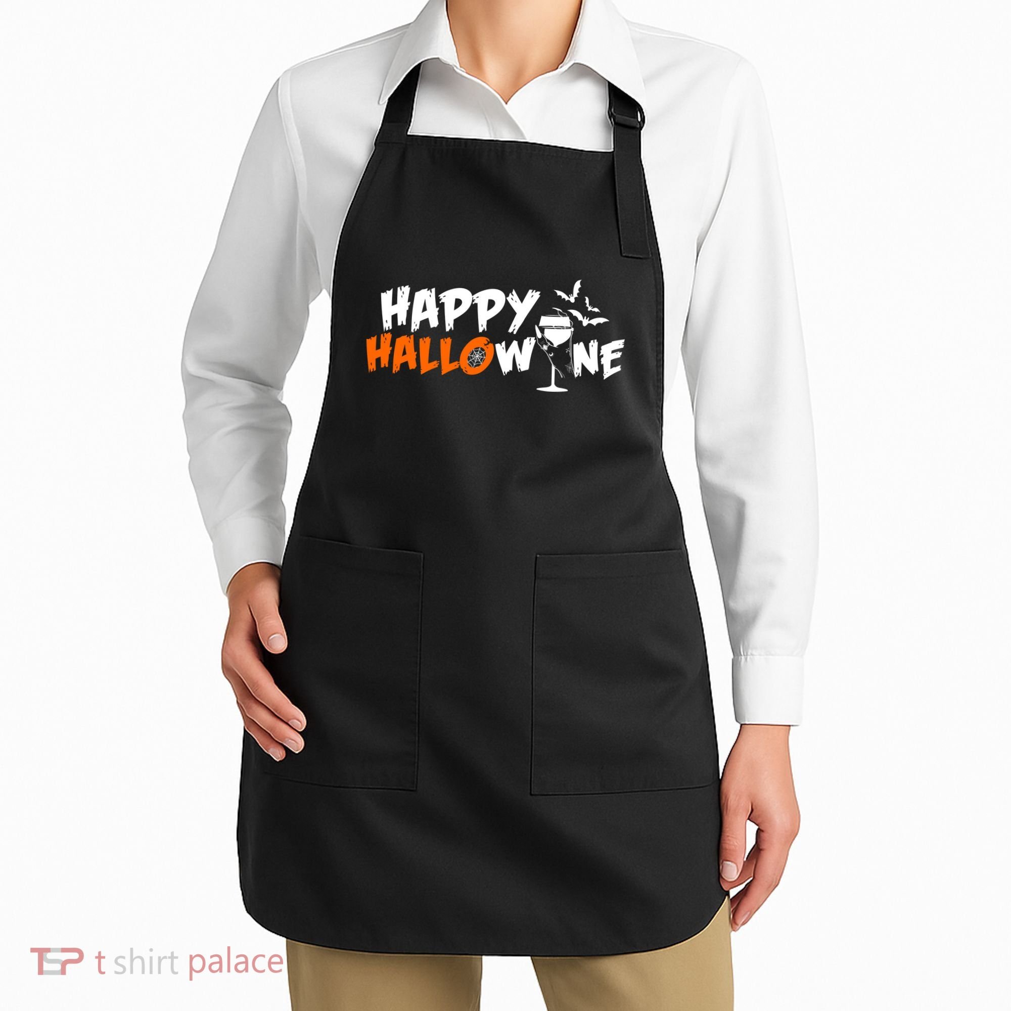 Happy Hallowine Funny Halloween Apron