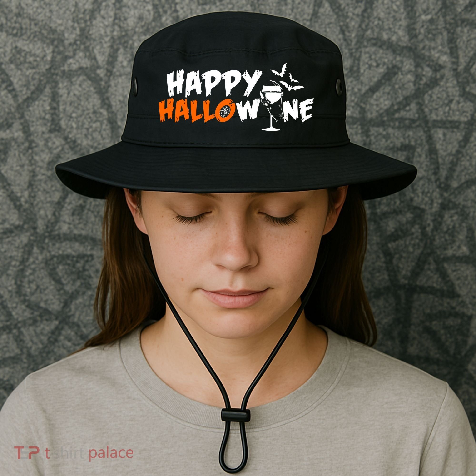Happy Hallowine Funny Halloween Bucket Hat