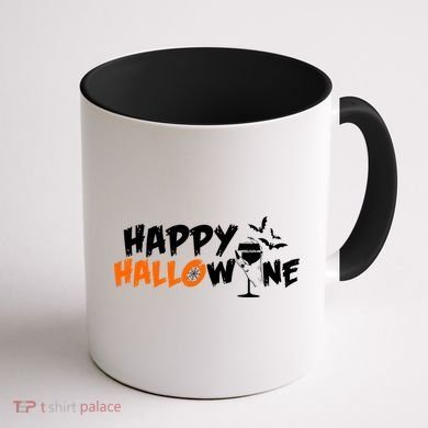 Happy Hallowine Funny Halloween Coffee Mug back