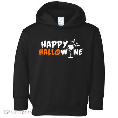 Happy Hallowine Funny Halloween Toddler Hoodie
