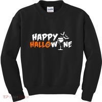 Happy Hallowine Funny Halloween Kids Sweatshirt thumb 0