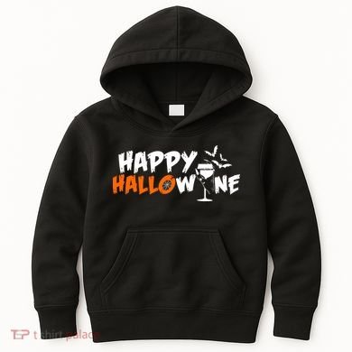 Happy Hallowine Funny Halloween Kids Hoodie