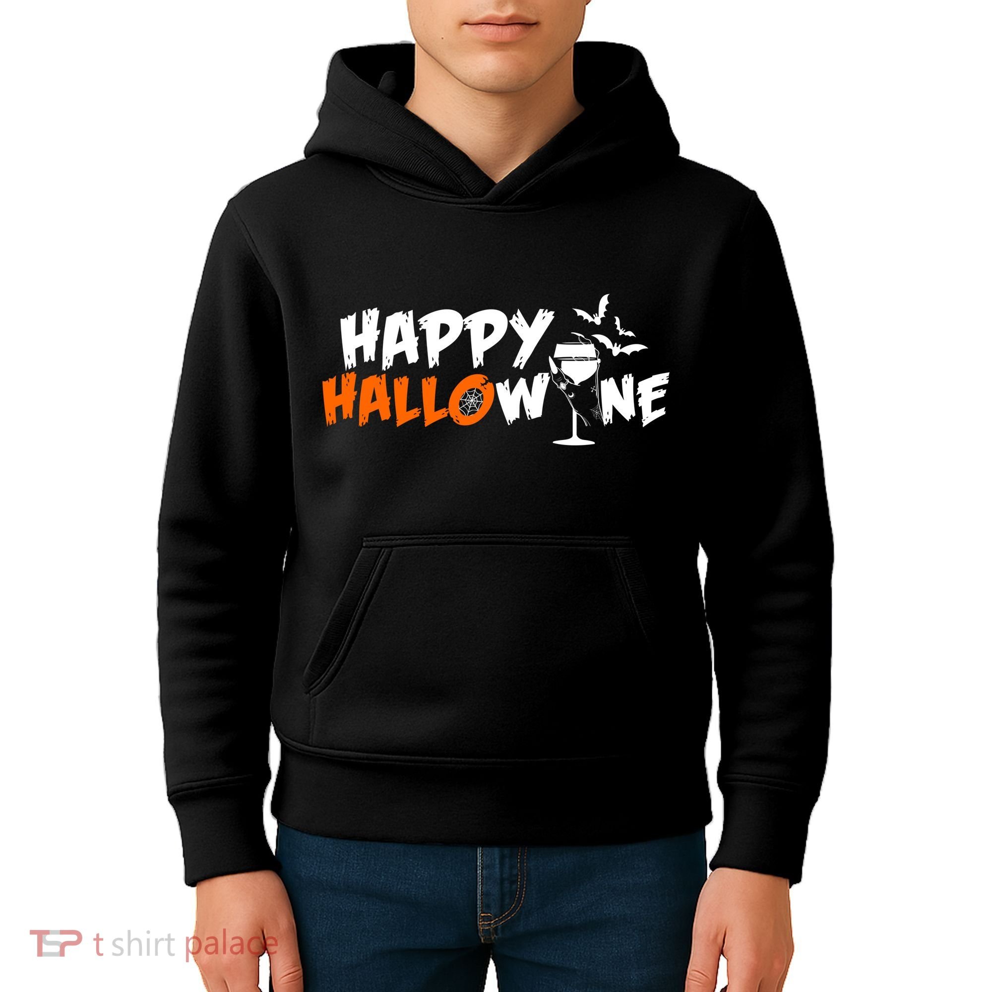 Happy Hallowine Funny Halloween Kids Hoodie