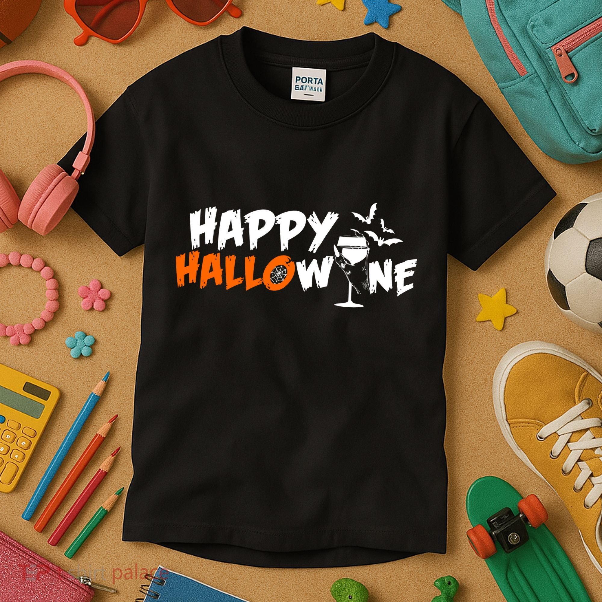 Happy Hallowine Funny Halloween Kids T-Shirt