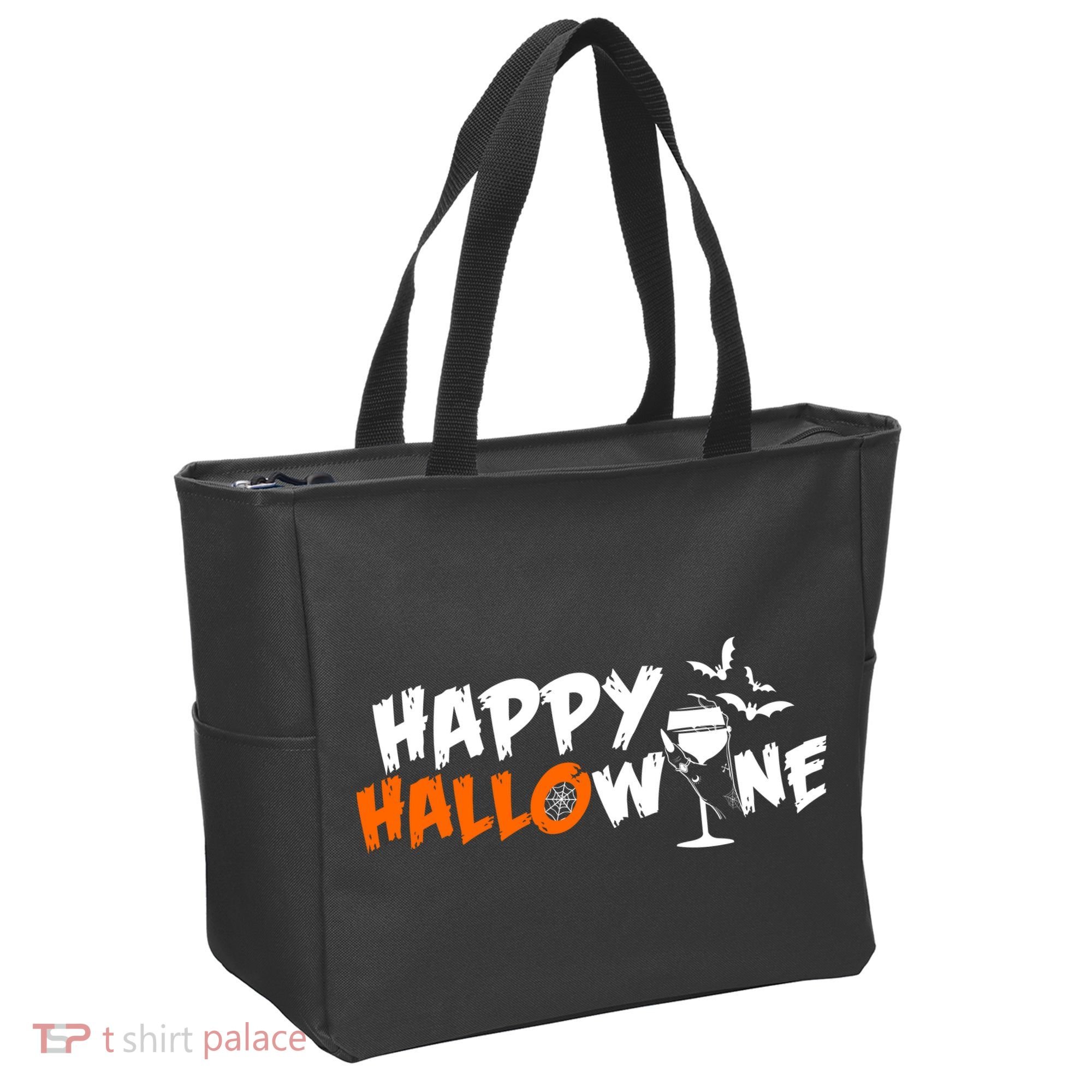 Happy Hallowine Funny Halloween Tote Bag