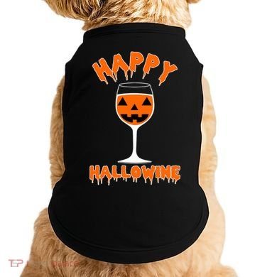 Happy Hallowine Funny Halloween Wine Doggie Tank