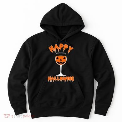 Happy Hallowine Funny Halloween Wine Hoodie