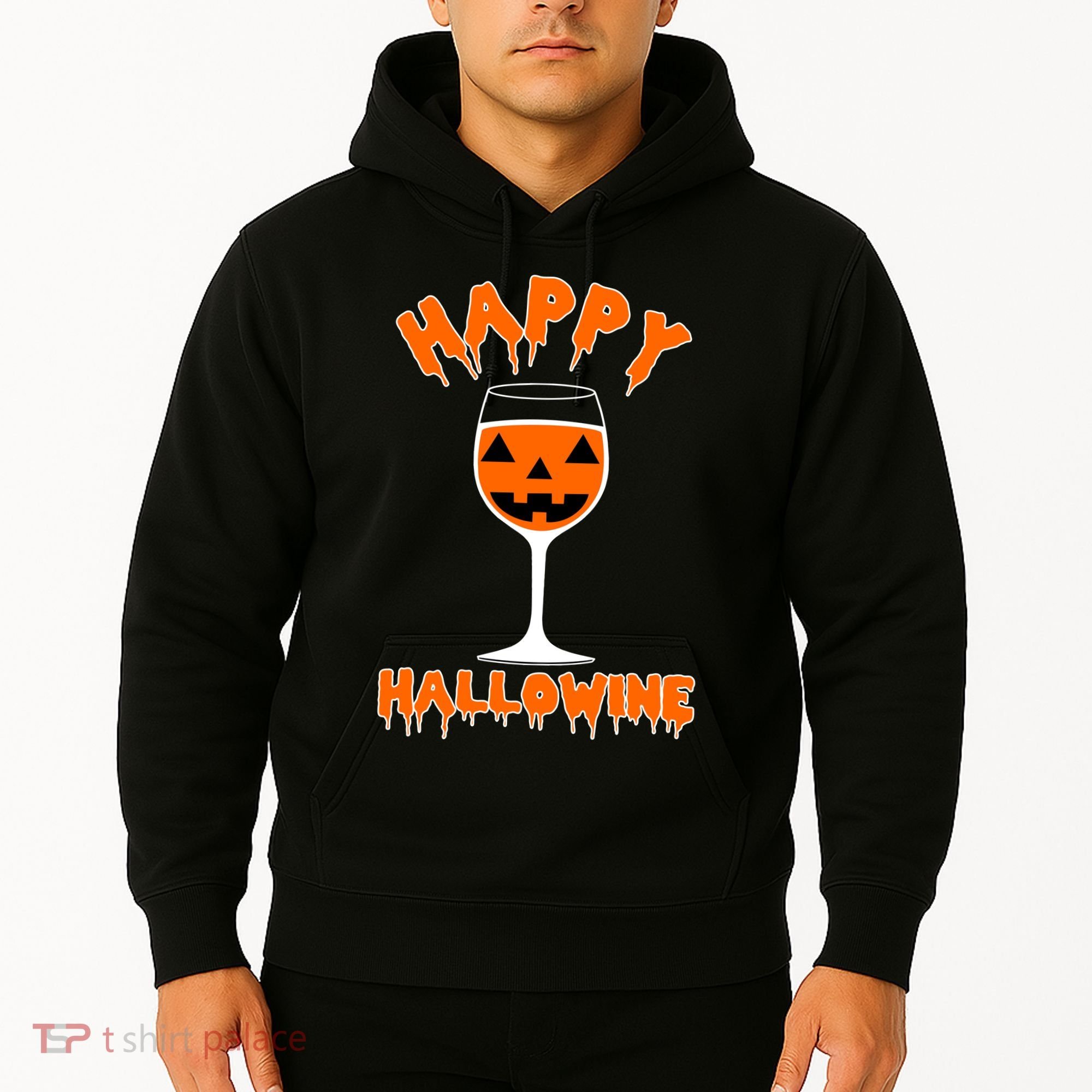 Happy Hallowine Funny Halloween Wine Hoodie