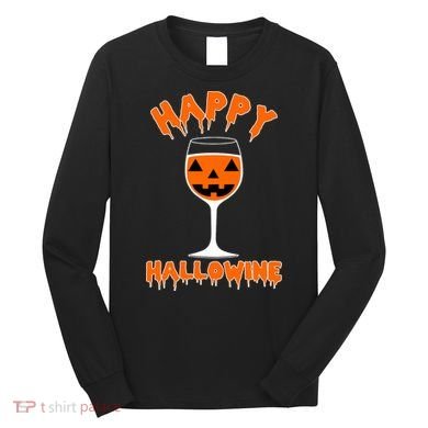 Happy Hallowine Funny Halloween Wine Long Sleeve Shirt