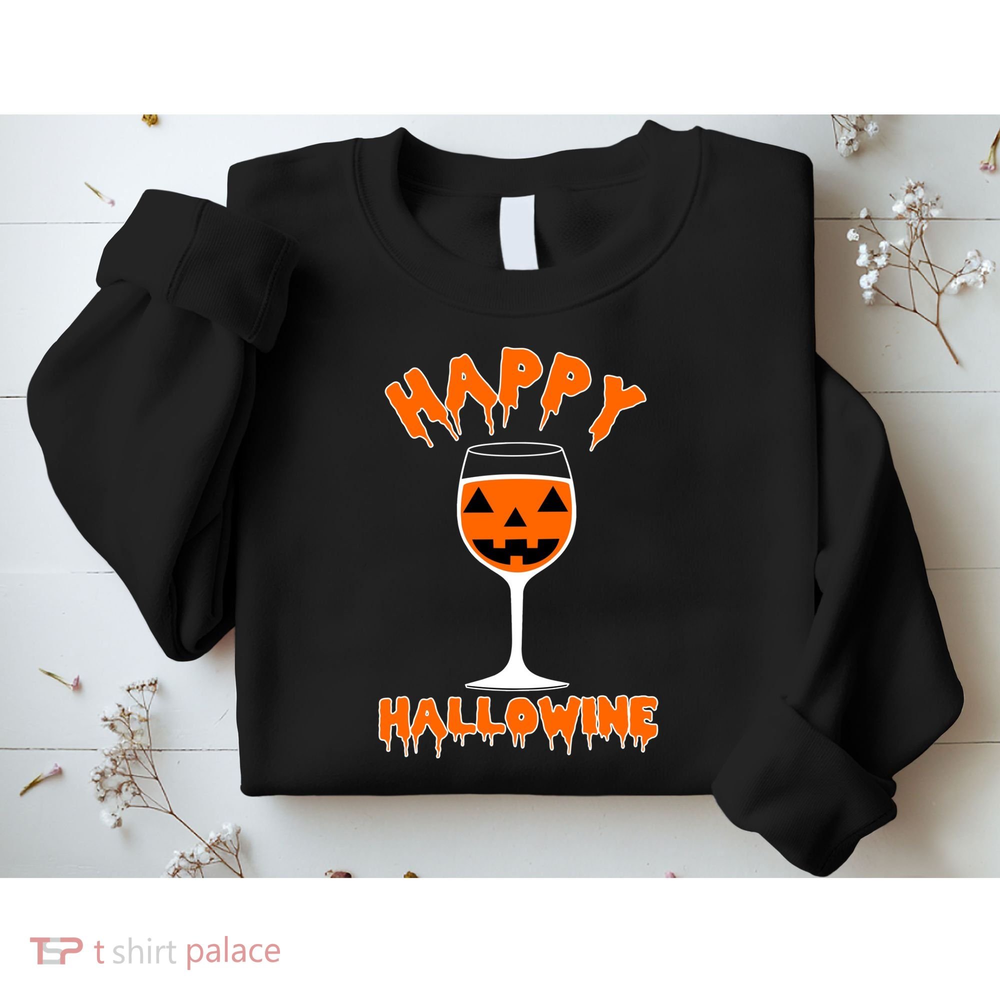 Happy Hallowine Funny Halloween Wine Sweatshirt