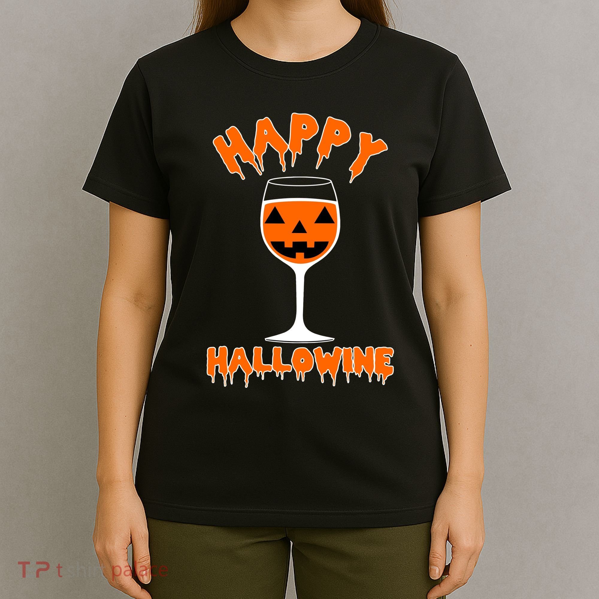 Happy Hallowine Funny Halloween Wine T-Shirt