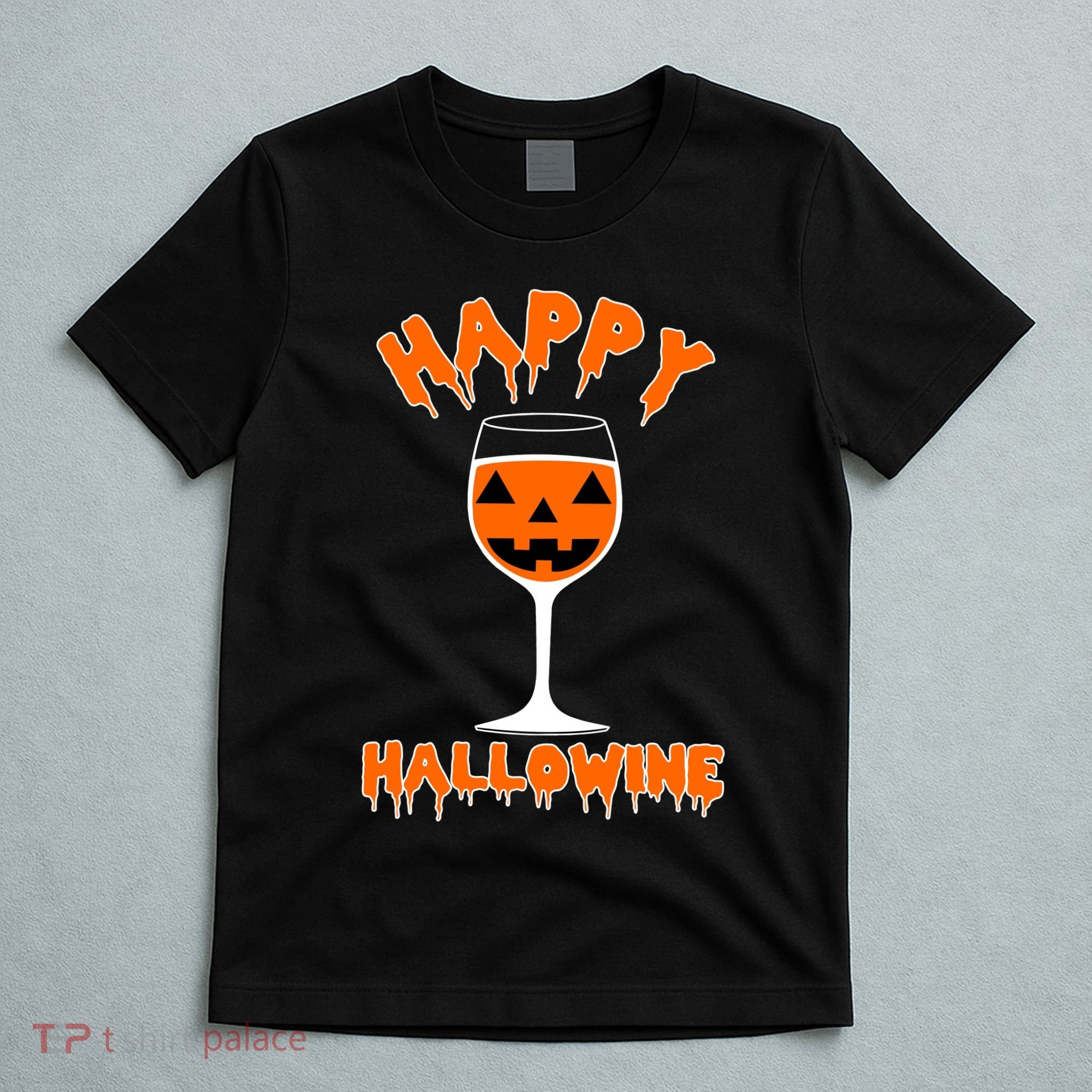 Happy Hallowine Funny Halloween Wine T-Shirt
