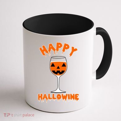 Happy Hallowine Funny Halloween Wine Coffee Mug back