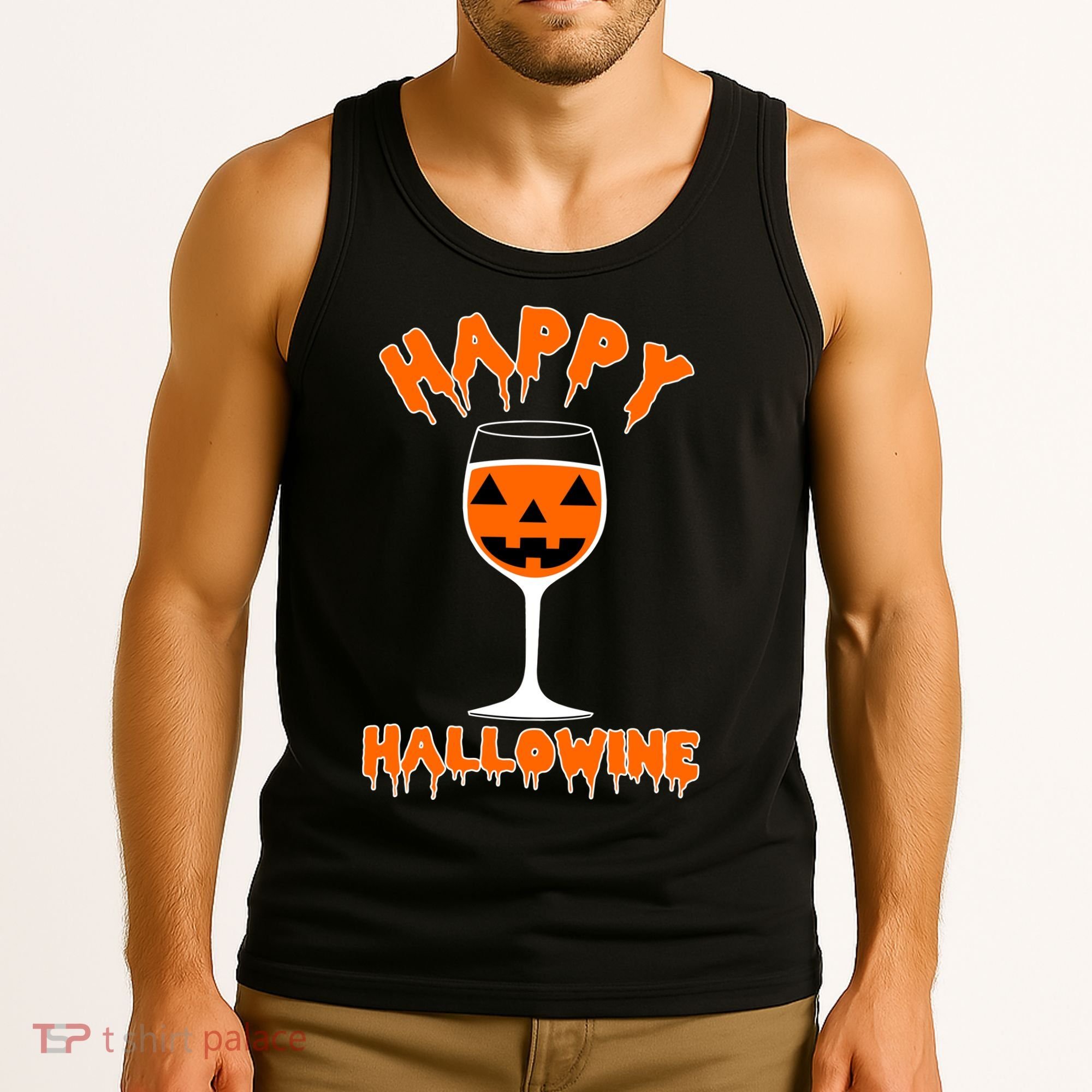 Happy Hallowine Funny Halloween Wine Tank Top