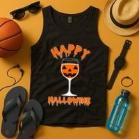 Happy Hallowine Funny Halloween Wine Tank Top thumb 4