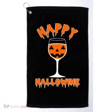 Happy Hallowine Funny Halloween Wine Golf Towel