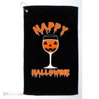 Happy Hallowine Funny Halloween Wine Golf Towel thumb 0