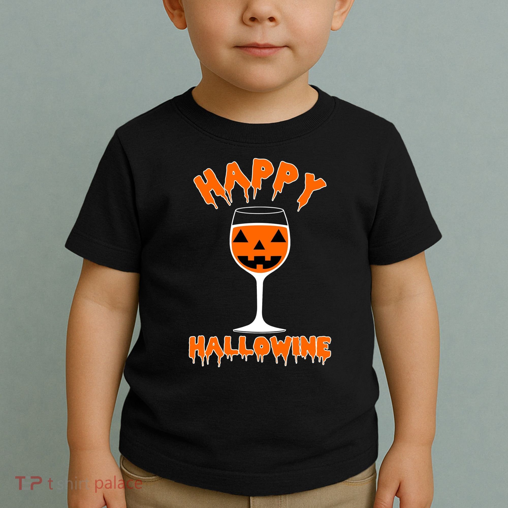 Happy Hallowine Funny Halloween Wine Toddler T-Shirt