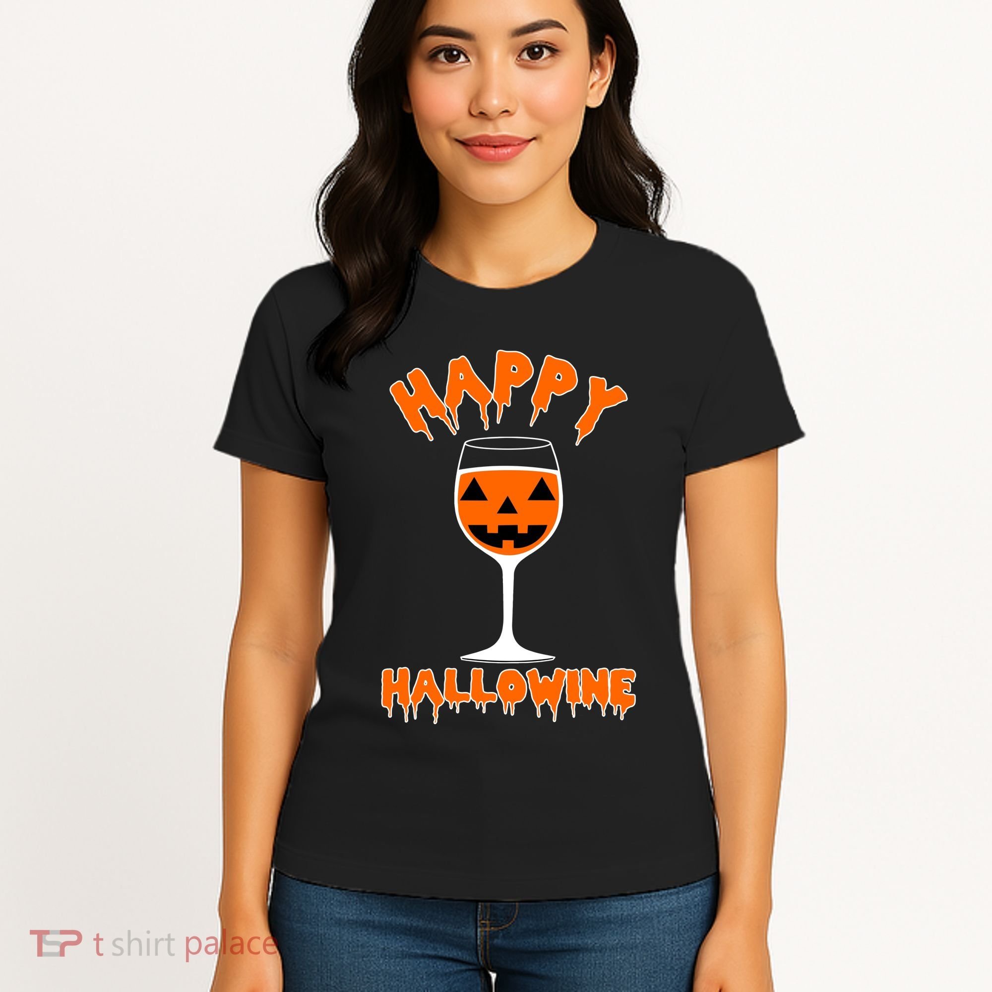 Happy Hallowine Funny Halloween Wine Women's T-Shirt