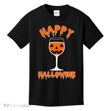 Happy Hallowine Funny Halloween Wine Kids T-Shirt