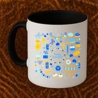 Happy Hanukkah Dreidel Star of David Menorah Mashup Coffee Mug thumb 2