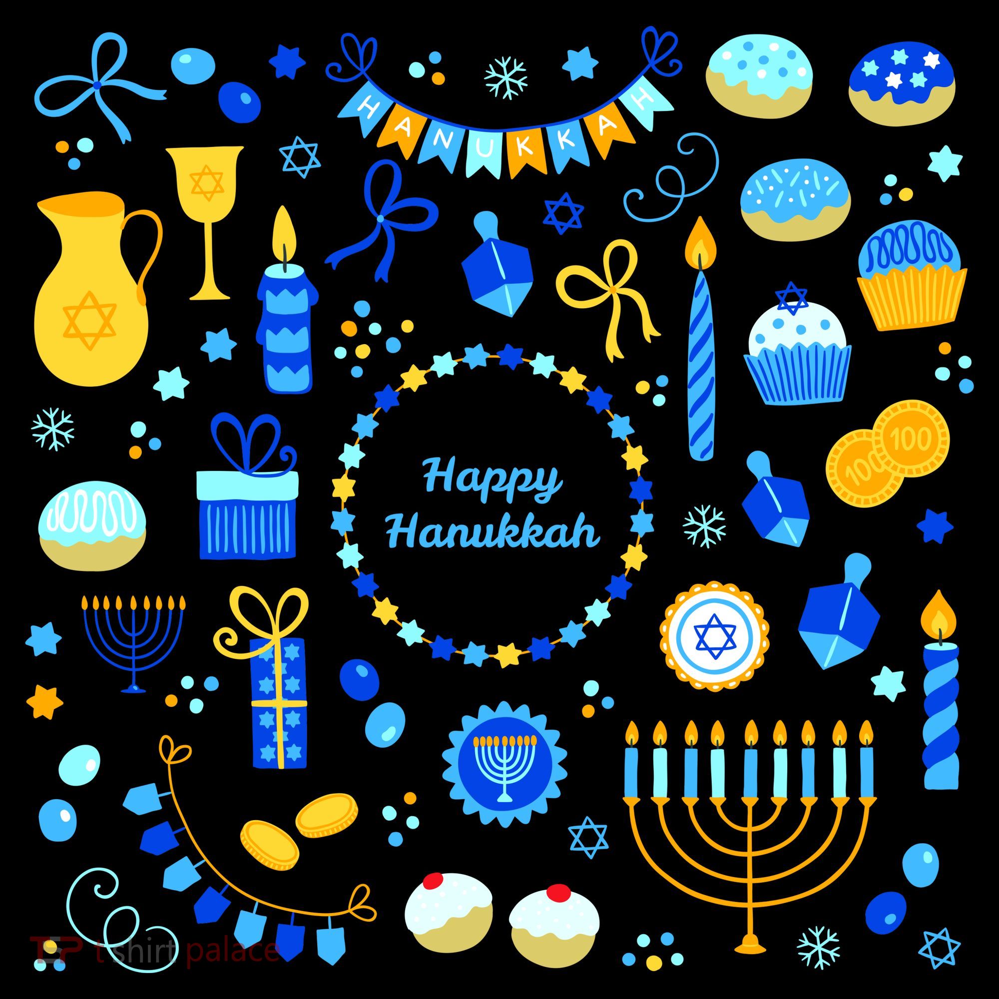 Happy Hanukkah Dreidel Star of David Menorah Mashup Coffee Mug